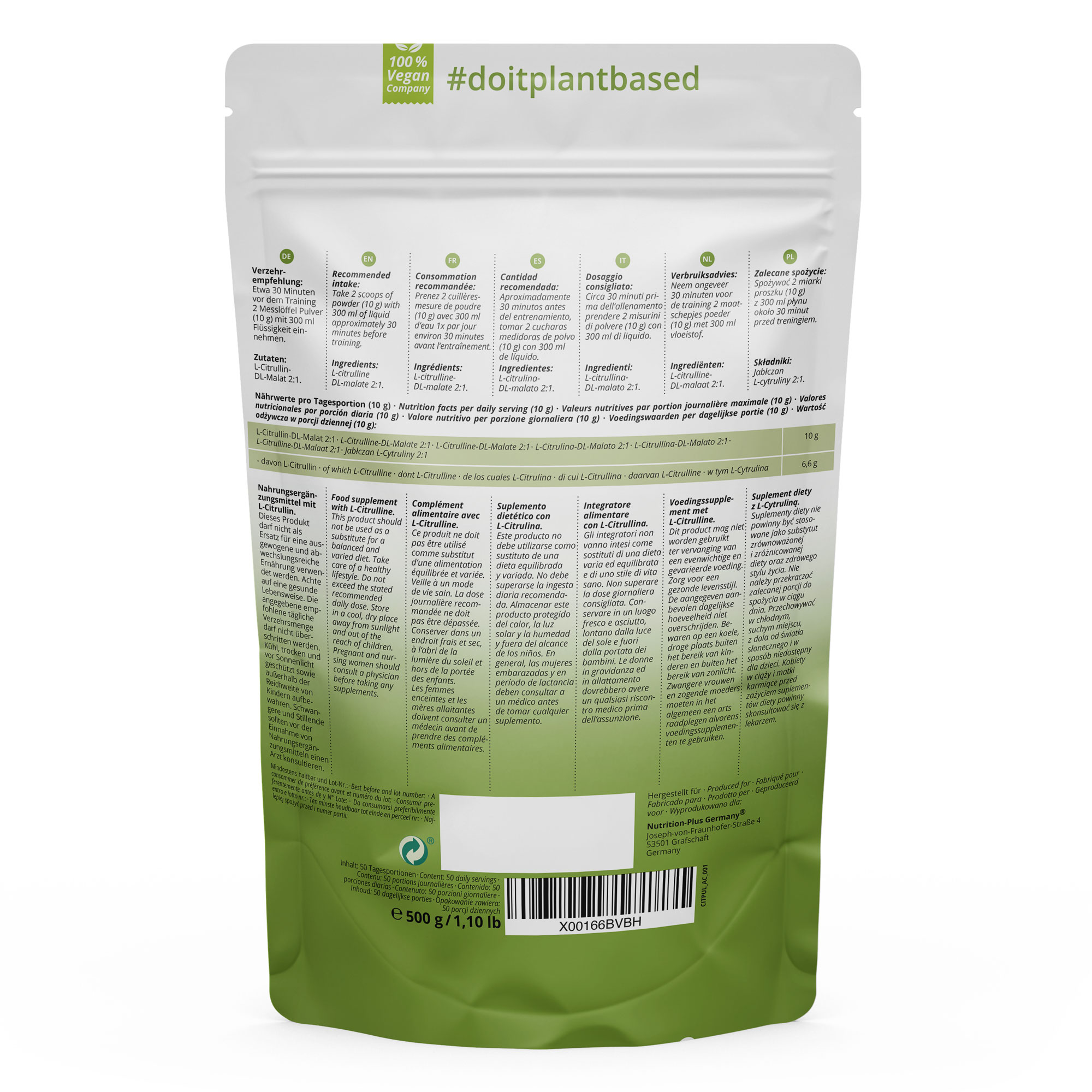 Nutri+ L-CITRULLIN MALAT Pulver (500g) Nutri+ L-CITRULLIN MALAT Pulver (500g)