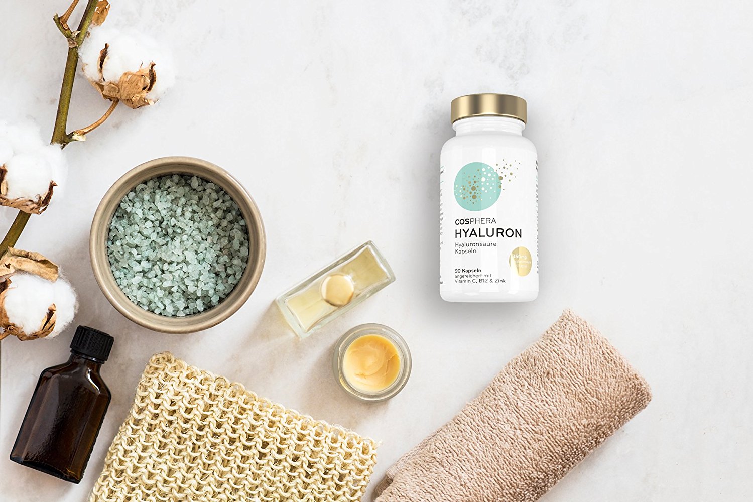 Cosphera - Hyaluronsäure Kapseln - Hochdosiert mit 500 mg pro Kapsel. 90 vegane Kapseln Cosphera - Hyaluronsäure Kapseln - Hochdosiert mit 500 mg pro Kapsel. 90 vegane Kapseln