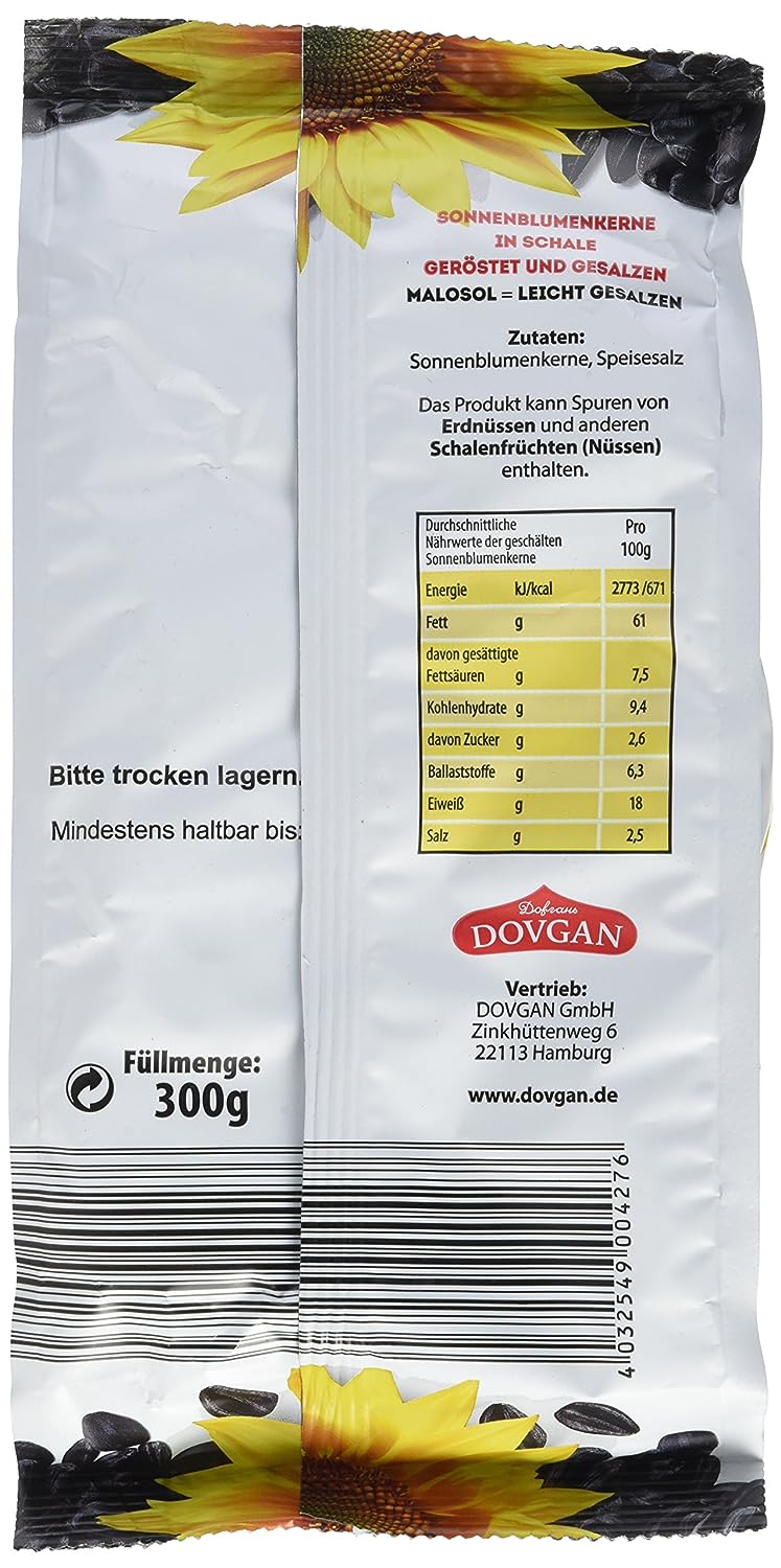 Dovgan Sonnenblumenkerne in Schale, geröstet und gesalzen,(10 x 300 g) Dovgan Sonnenblumenkerne in Schale, geröstet und gesalzen,(10 x 300 g)