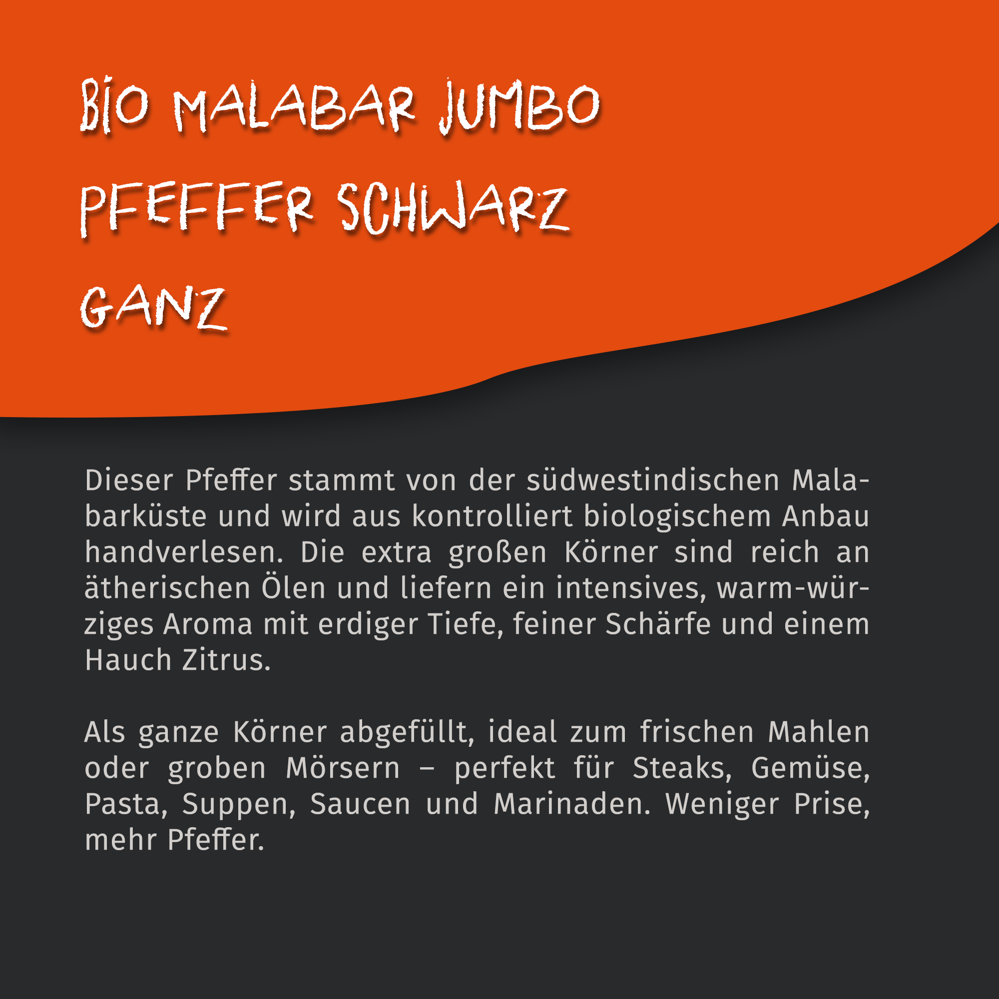 Tasty Pott Bio Jumbo Malabar Pfeffer 70g