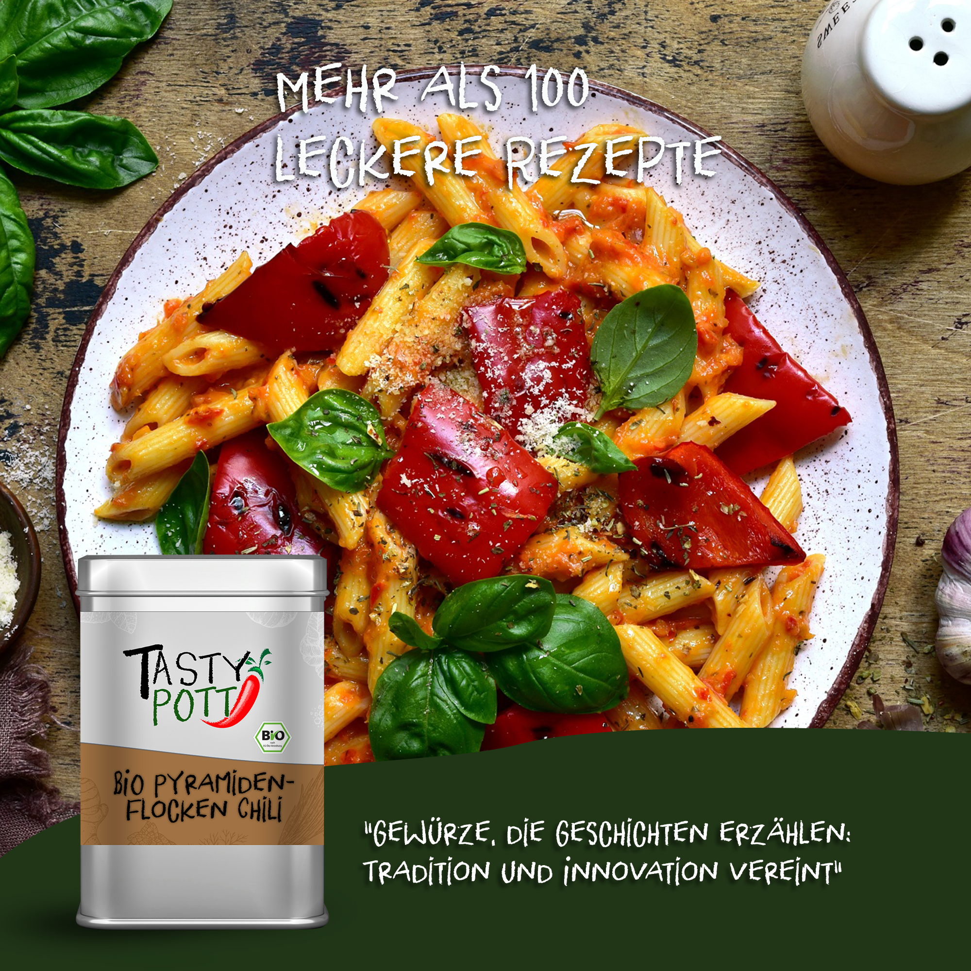 Pyramiden Flocken Chili - Bio Pyramidensalz | 85g Dose Tasty Pott 