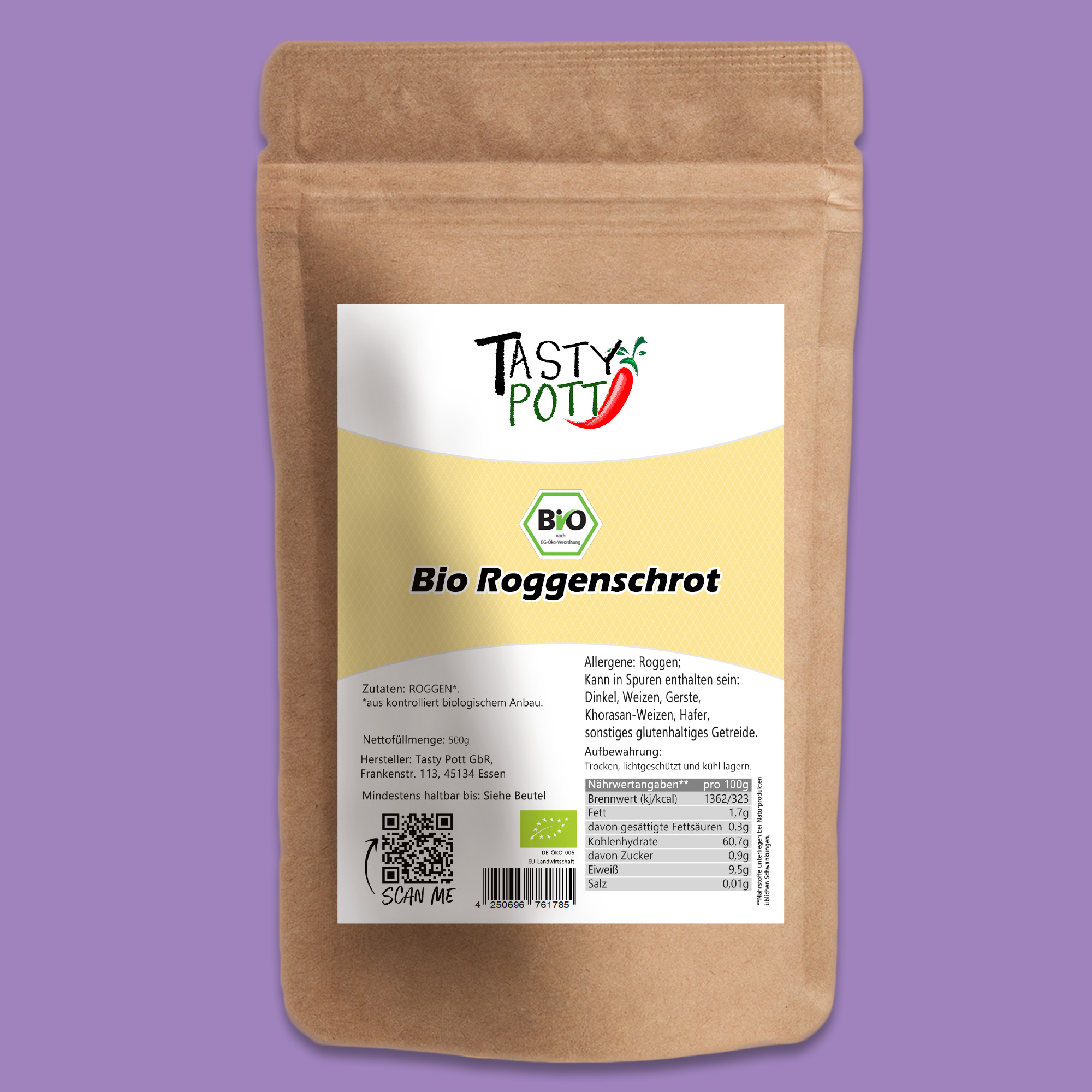 Bio Roggenschrot aus Deutschland – natürlich, vielseitig & hochwertig | Tasty Pott 1000g