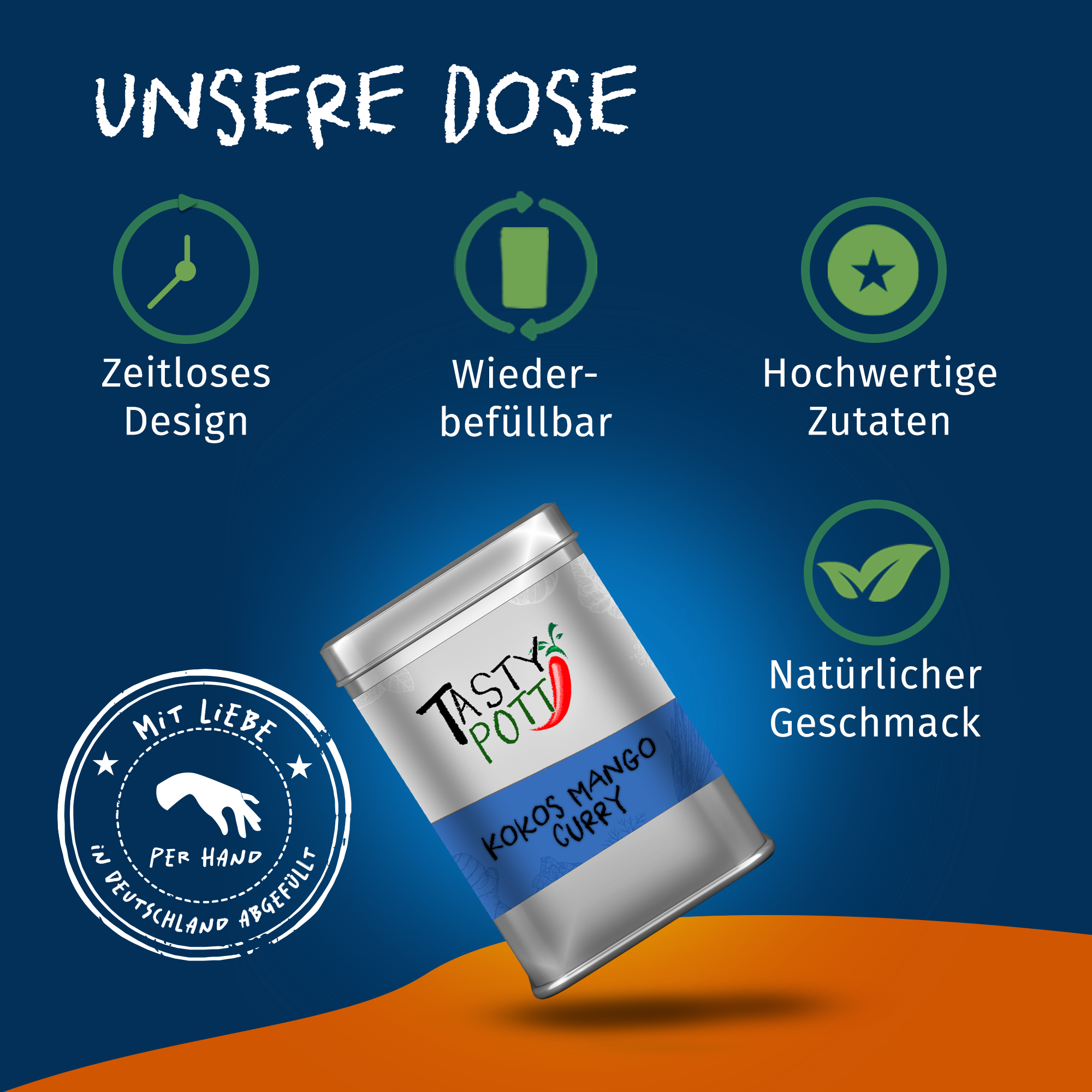 Kokos Mango Curry Gewürz | 75g Dose Tasty Pott  