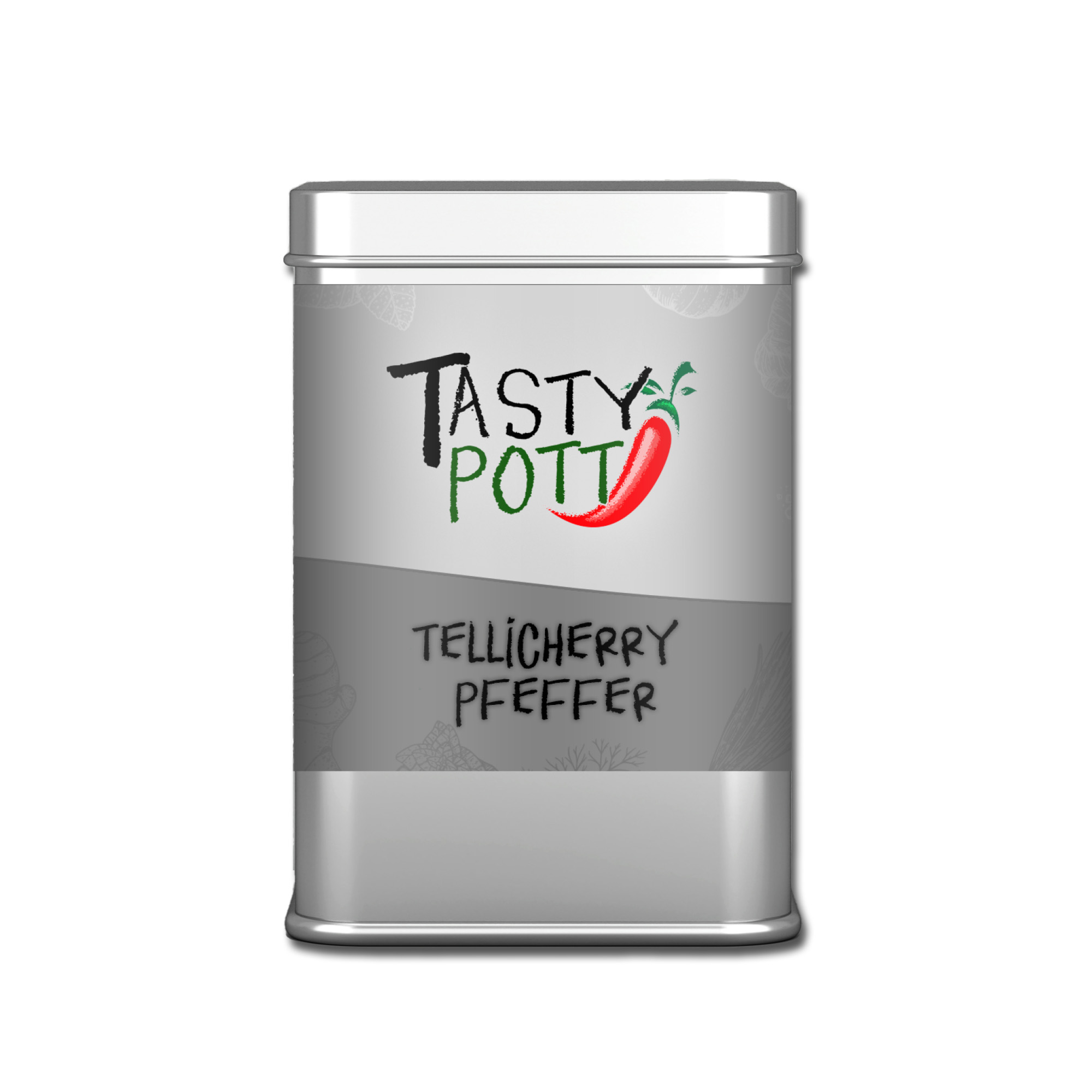 Tellicherry Pfeffer ganz 80g Dose von Tasty Pott
