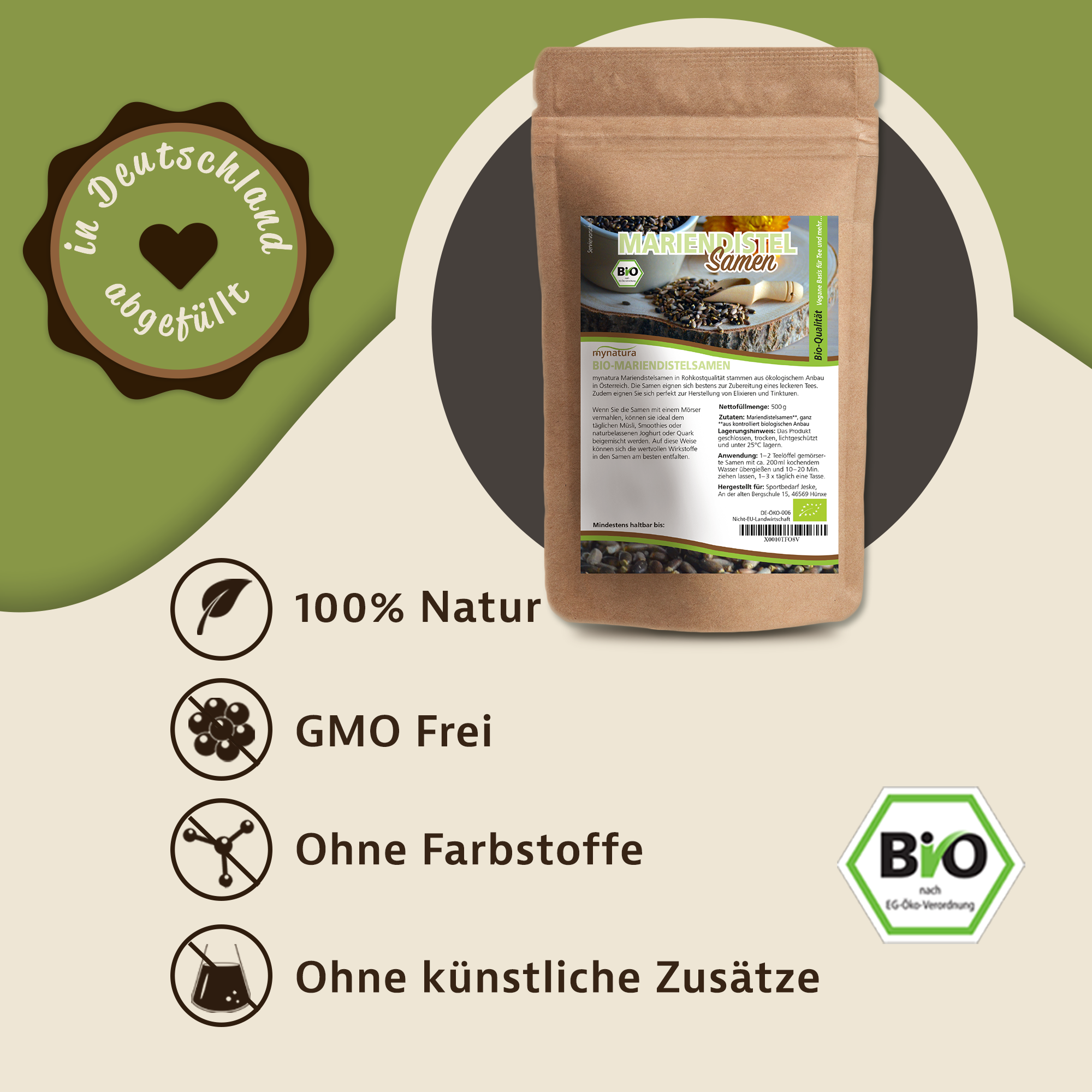 Bio Mariendistelsamen von Mynatura – Naturbelassen & Vielseitig Einsetzbar 0,5Kg