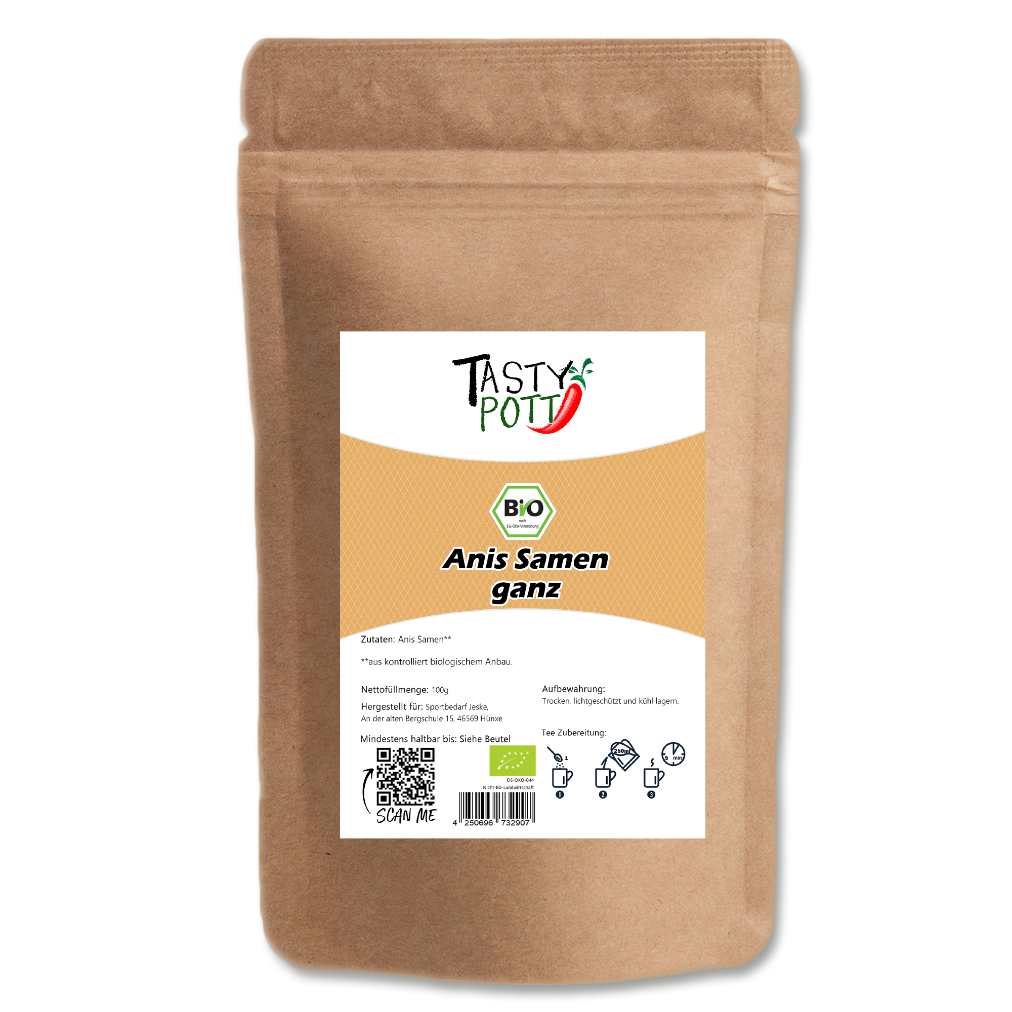 Anis Samen ganz Bio Qualität - Anis Samen - 100g Beutel Tasty Pott