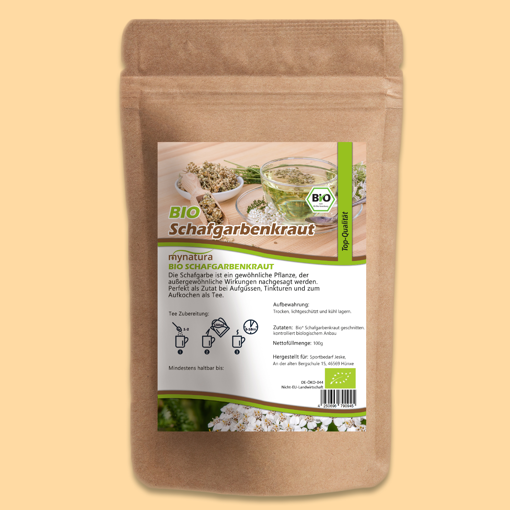Schafgarbenkraut kaufen – Schonend getrocknete Bio-Schafgarbe für Tee & Naturprodukte | Mynatura 250g