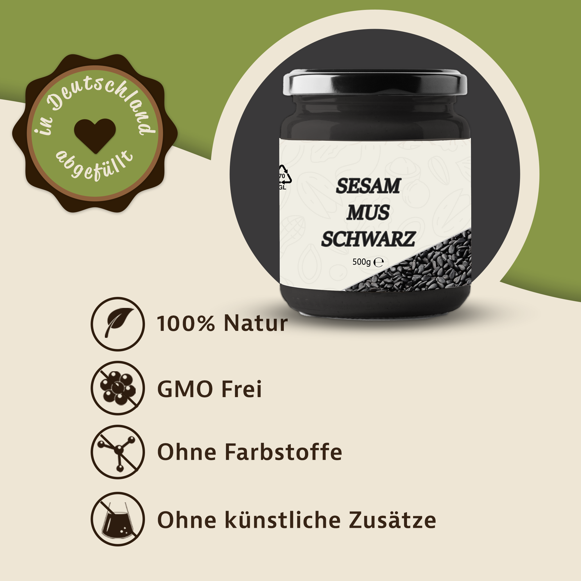 Schwarzes Sesammus kaufen – Aromatische Paste aus gerösteten schwarzen Sesamsamen | Mynatura