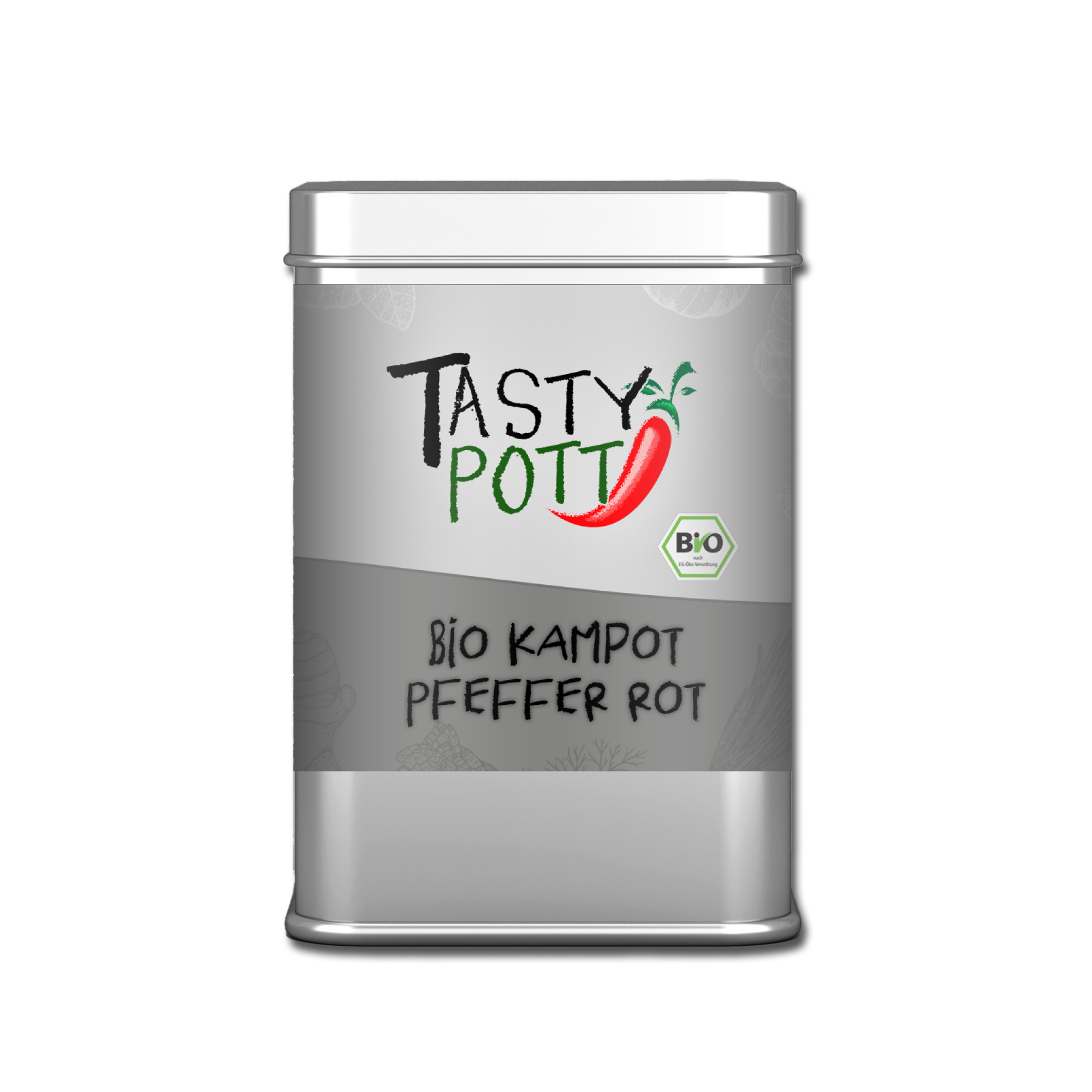Tasty Pott Bio Kampot Pfeffer - Rote Pfefferkörner fruchtiges Aroma - 70g Dose Tasty Pott 