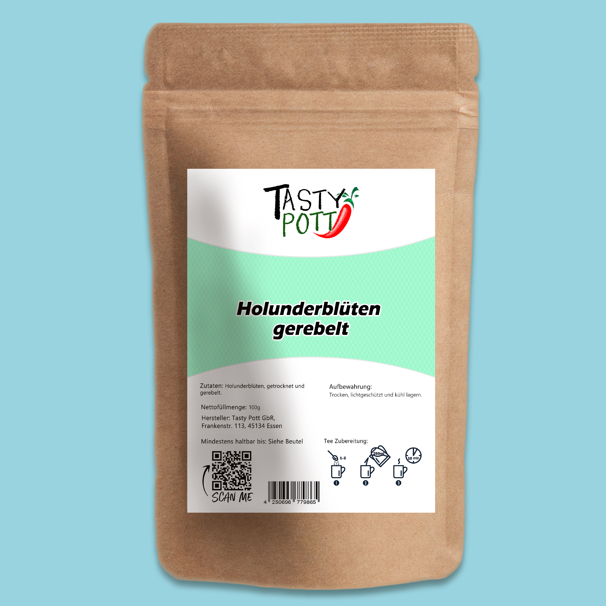Tasty Pott Gerebelte Holunderblüten – natürlich getrocknet, aromatisch & vielseitig verwendbar 100g