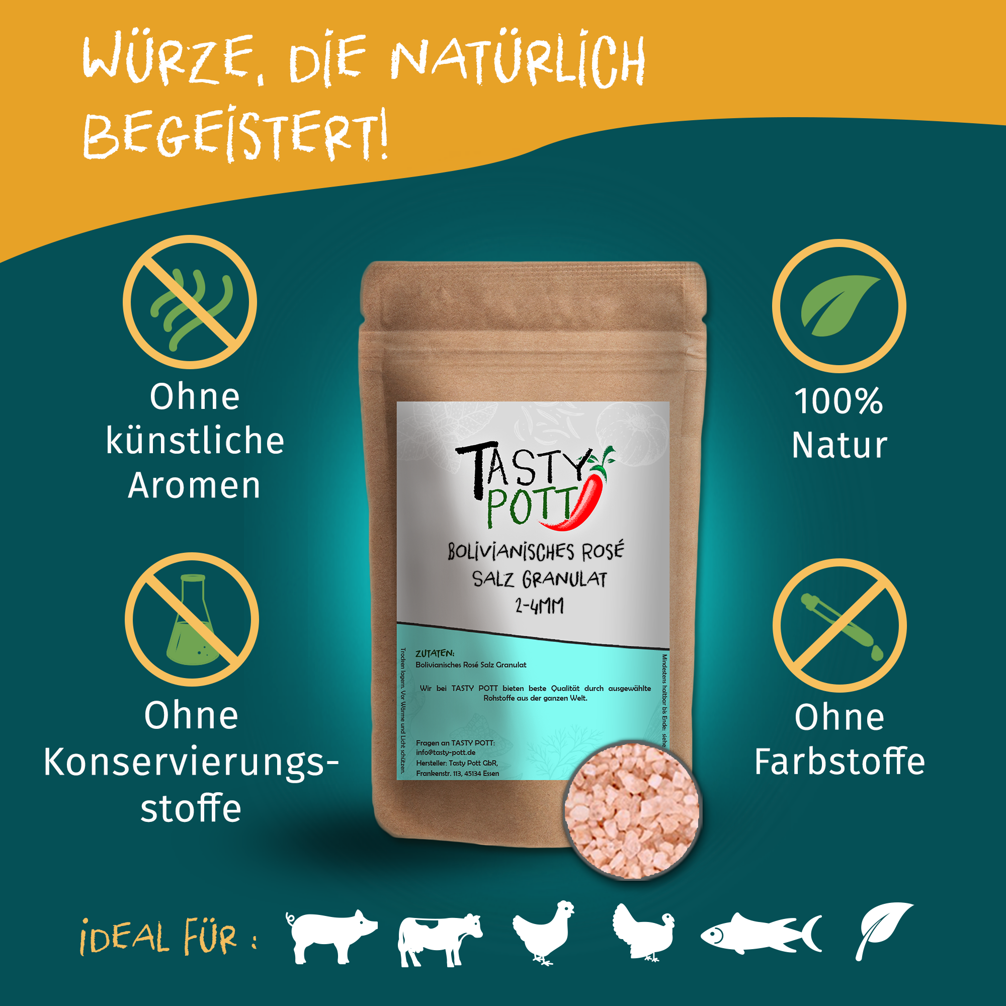 Bolivianisches Rosé Salz 100g