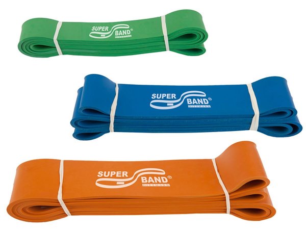 Dittmann SUPERBAND 3er Kombi Grün, Blau, Orange Gymnastikband, Reha,Therapie