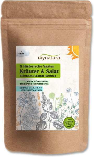 Mynatura 8 historische Saaten – Kräuter & Salat Raritäten (8g)