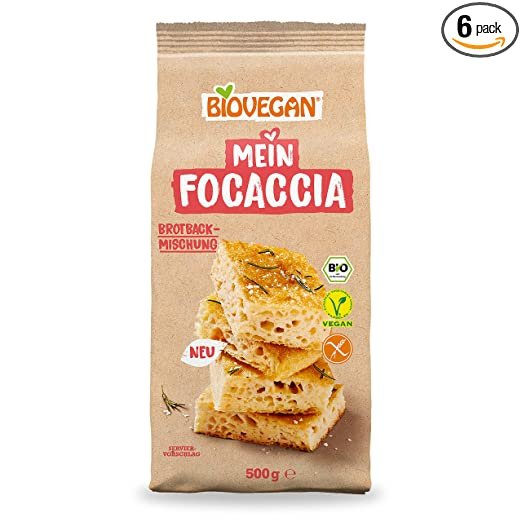 Biovegan Mein Focaccia, glutenfreie Brotbackmischung für italienisches Bio Brot, einfache und vegane