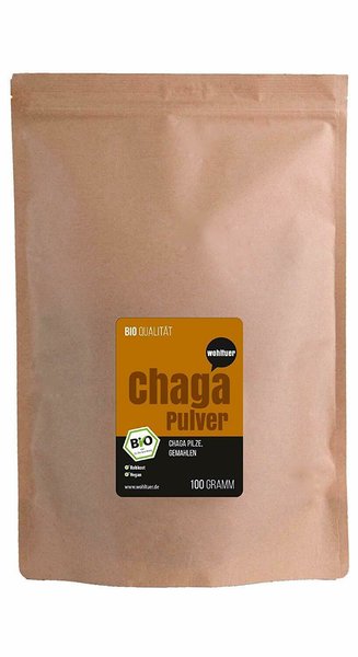 Wohltuer Bio Chaga Pulver hochwertig kontrollierte Qualität 100g Beutel