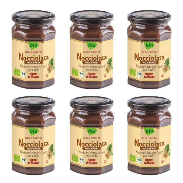 Rigoni di Asiago Nocciolata - Milchfreie - Haselnusscreme ohne Palmöl (6x250g)