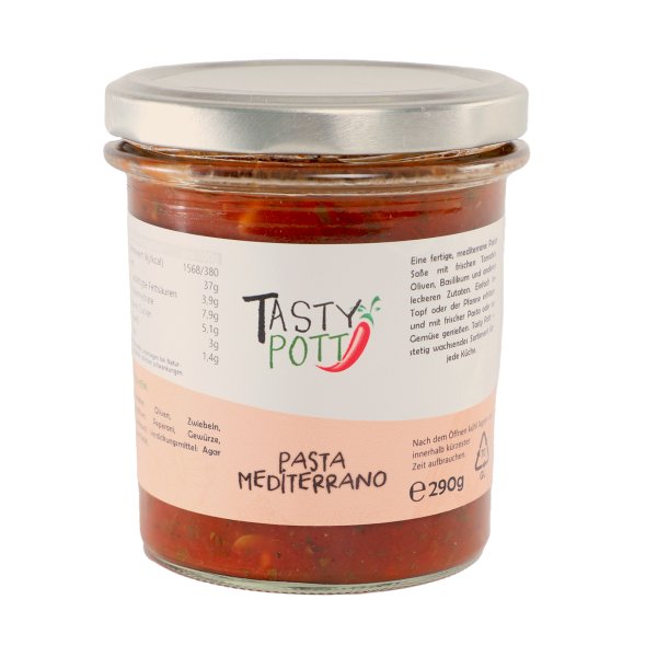 Tasty Pott Pasta Mediterrano 290g Glas Pastasoße