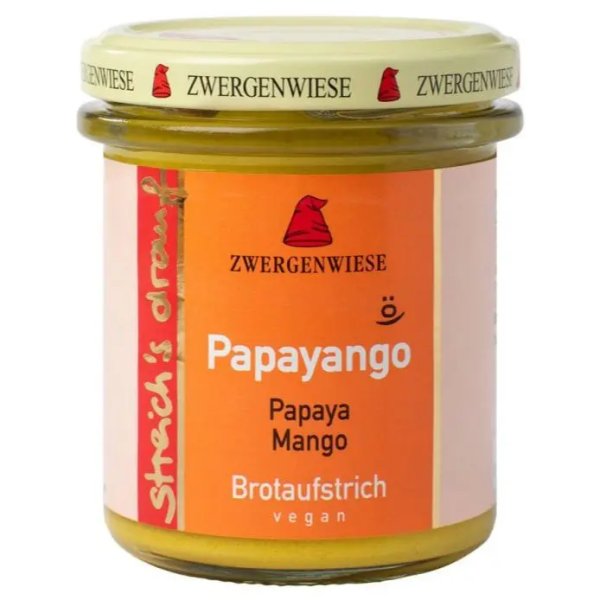 Zwergenwiese Bio Aufstrich streichs drauf Papayango (pikante Papaya-Mango) laktosefrei, 160 g