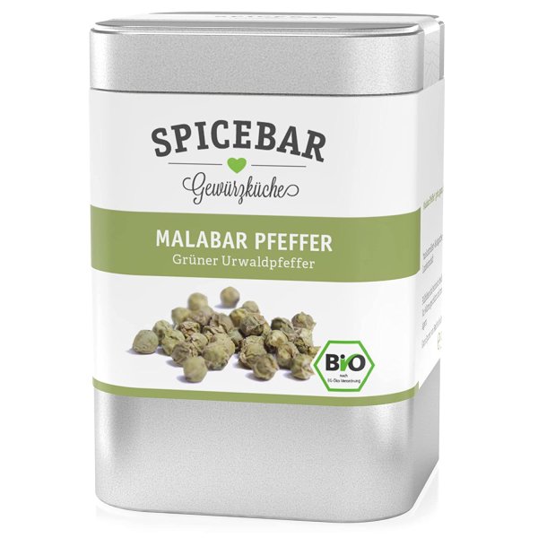 Spicebar Bio Urwaldpfeffer Grüner Malabar Pfeffer aus Kerala 50g