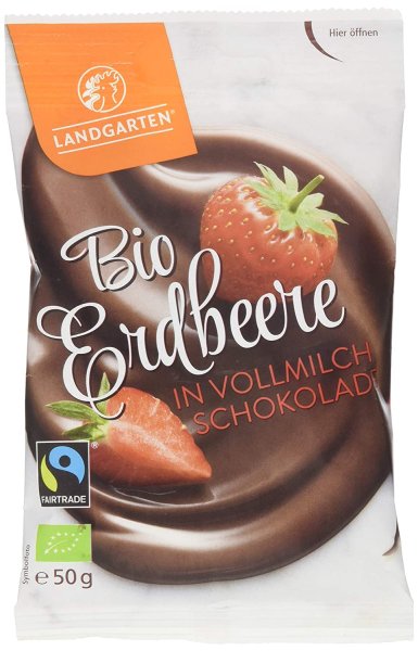 Landgarten Bio Erdbeere in Vollmilch-Schokolade, 50 g