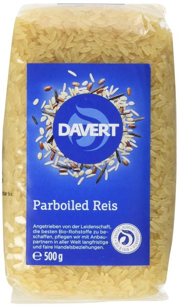 Davert Parboiled Reis Langkorn weiß, BIO(4x500g)