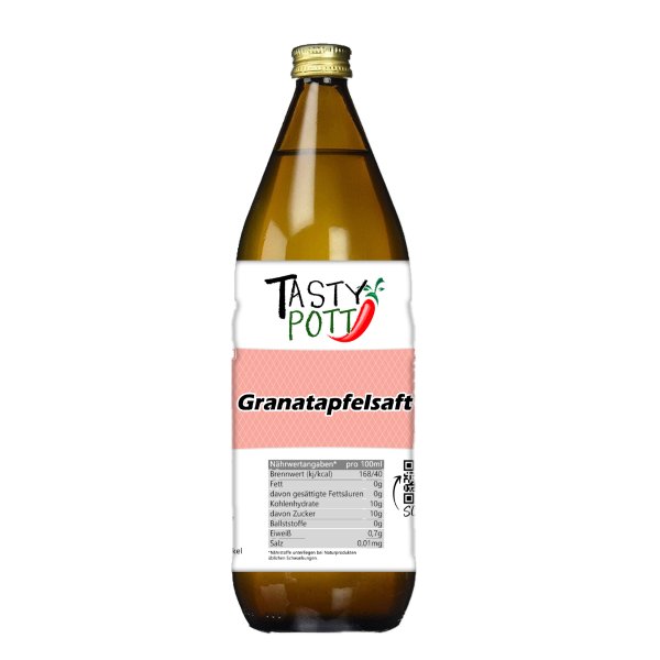 Tasty Pott Granatapfel Direktsaft aus 100% Muttersaft 1000ml Flasche