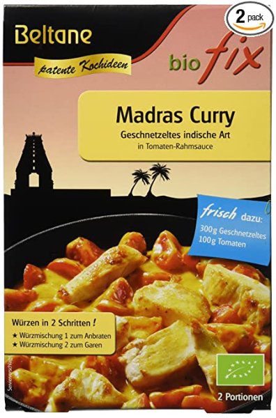 Beltane biofix Madras Curry - 2 Portionen, 2er Pack (2 x 19,7 g Packung) - Bio