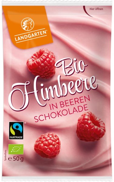 Landgarten Bio Himbeere in Beeren-Schokolade, 50 g