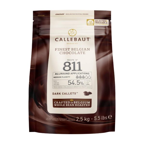 Callebaut Receipe No. 811 Kuvertüre Callets, Zartbitterschokolade, 54,5% Kakao(2,5kg)