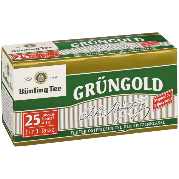 Bünting Tee Grüngold, 25 Tassenbeutel a 1g