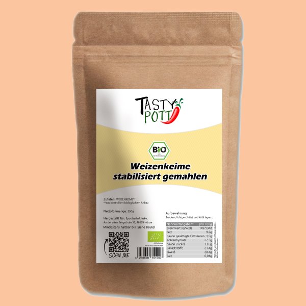Tasty Pott Bio Weizenkeime gemahlen (stabilisiert) 1000g Beutel