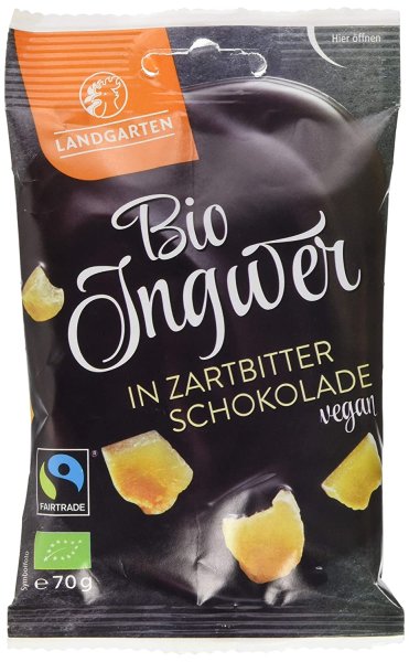 Landgarten Bio Ingwer in Zartbitter-Schokolade, 70 g