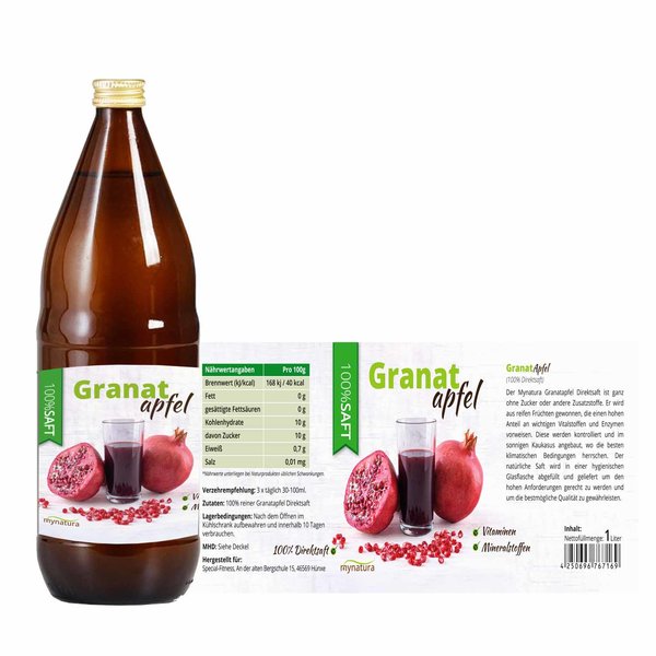 Mynatura Granatapfel Direktsaft, 100% Muttersaft