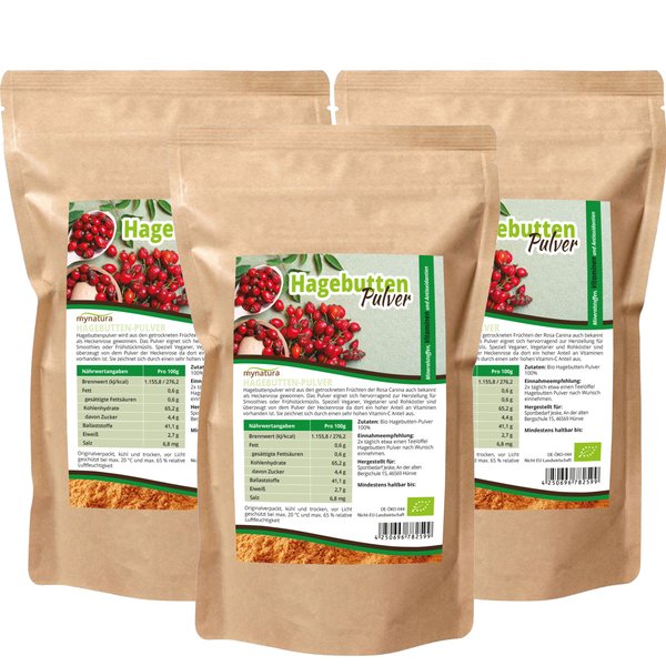 mynatura bio hagebuttenpulver vitamin c 3 x 1kg beutel natur mynatura bio hagebuttenpulver vitamin c 3 x 1kg beutel