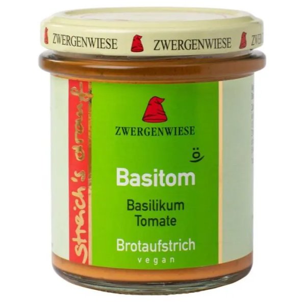 Zwergenwiese Bio Aufstrich streichs drauf Basitom (Basilikum-Tomate) laktosefrei, 160 g