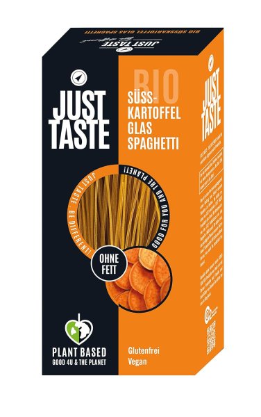 JUST TASTE – Süßkartoffel Kurkuma Glas Spaghetti – Die neue BIO Gemüse Pasta – 250g