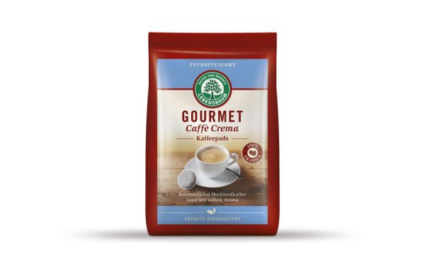 Lebensbaum Bio Gourmet Caffè Crema, entkoffeiniert, Pads, 126 g