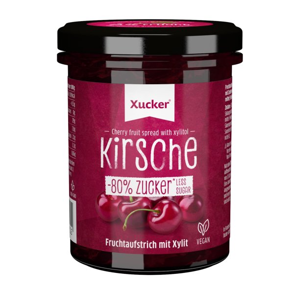 Xucker Fruchtaufstrich Kirsche mit Xylit - Fruchtiger Brotaufstrich mit Xylitol I 74% Fruchtgehalt (