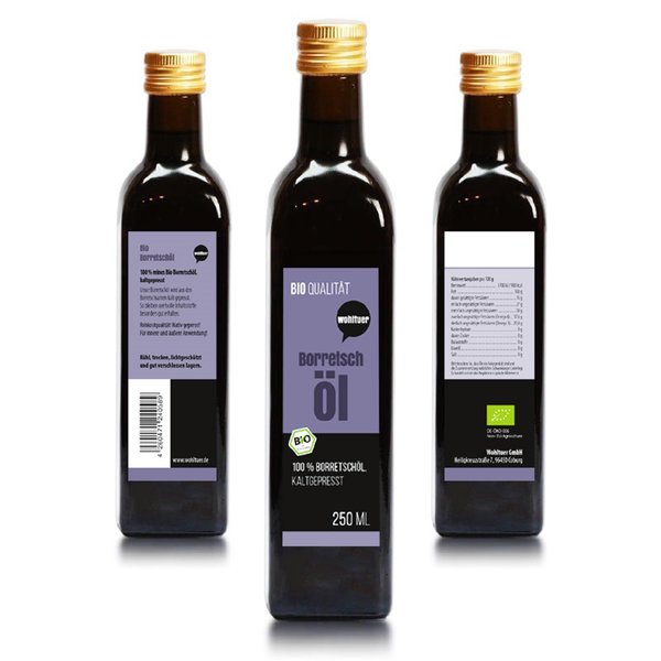 Wohltuer Bio Borretschöl Nativ gepresst und 100% rein Natur pur 250ml