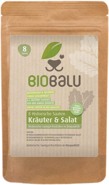 Biobalu Kräuter & Salat Samen Bio - 8 Alte Sorten Geschenkset