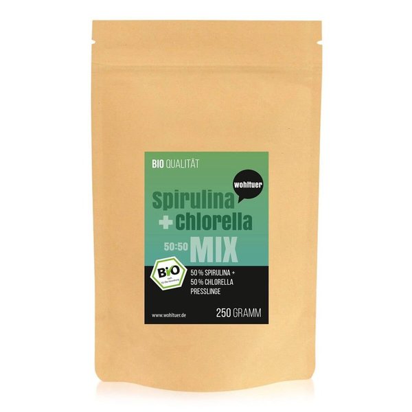 Wohltuer Spirulina + Chlorella Bio Algen Superfood Mix Tabletten 250g