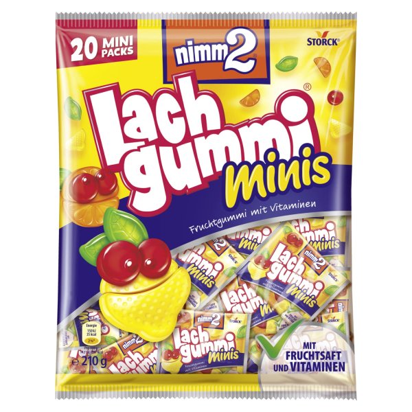 nimm2 Lachgummi Minis – 1 x 210g (20 Mini Packs)