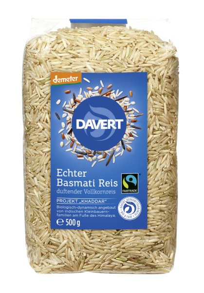 Davert Echter Basmati Reis braun,(2x500g)