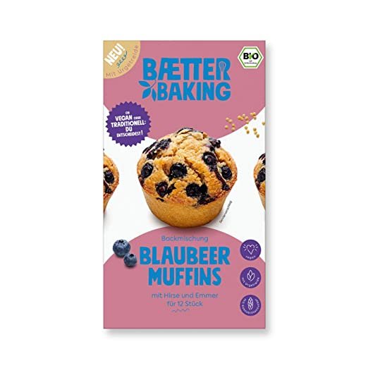 Baetter Baking Muffin Backmischung - Blaubeer Muffins Bio - 360 g vegan mit Urgetreide
