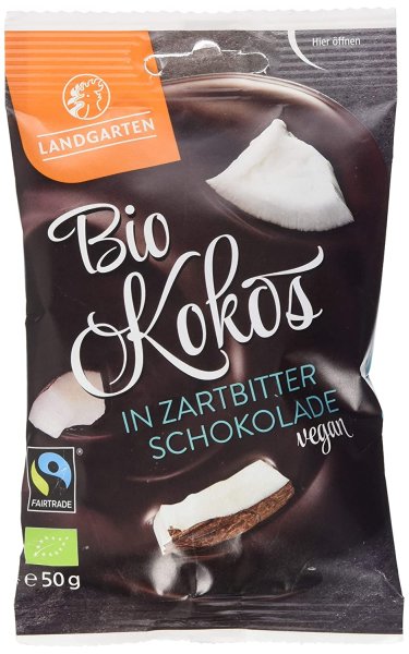 Landgarten Bio Kokos in Zartbitter-Schokolade, 50 g