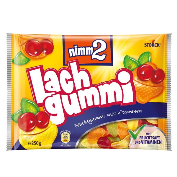 nimm2 Lachgummi – 1 x 250g – Fruchtgummi mit Fruchtsaft und Vitaminen …