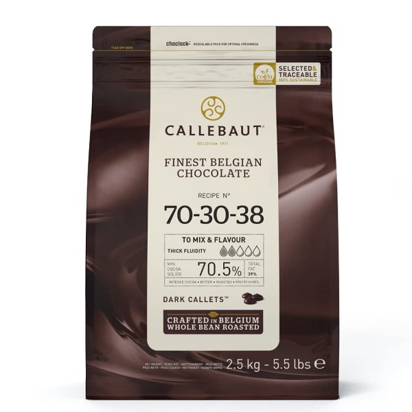 CALLEBAUT Receipe No. 70-30-38 Kuvertüre Callets,70,5% Kakao, (2,5kg)