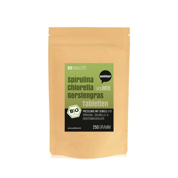 Wohltuer Spirulina Chlorella GERSTENGRAS MIX 250g Tabletten