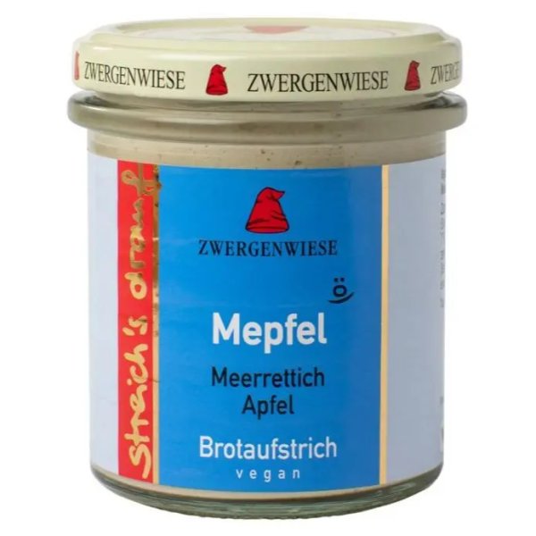 Zwergenwiese Bio Aufstrich streichs drauf Mepfel (Merrettich-Apfel) laktosefrei, 160 g