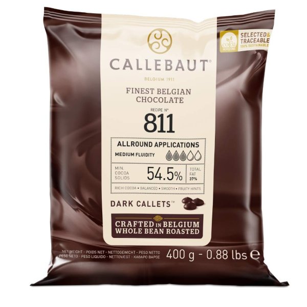 Callebaut Receipe No. 811 Kuvertüre Callets, Zartbitterschokolade, 54,5% Kakao(400g)